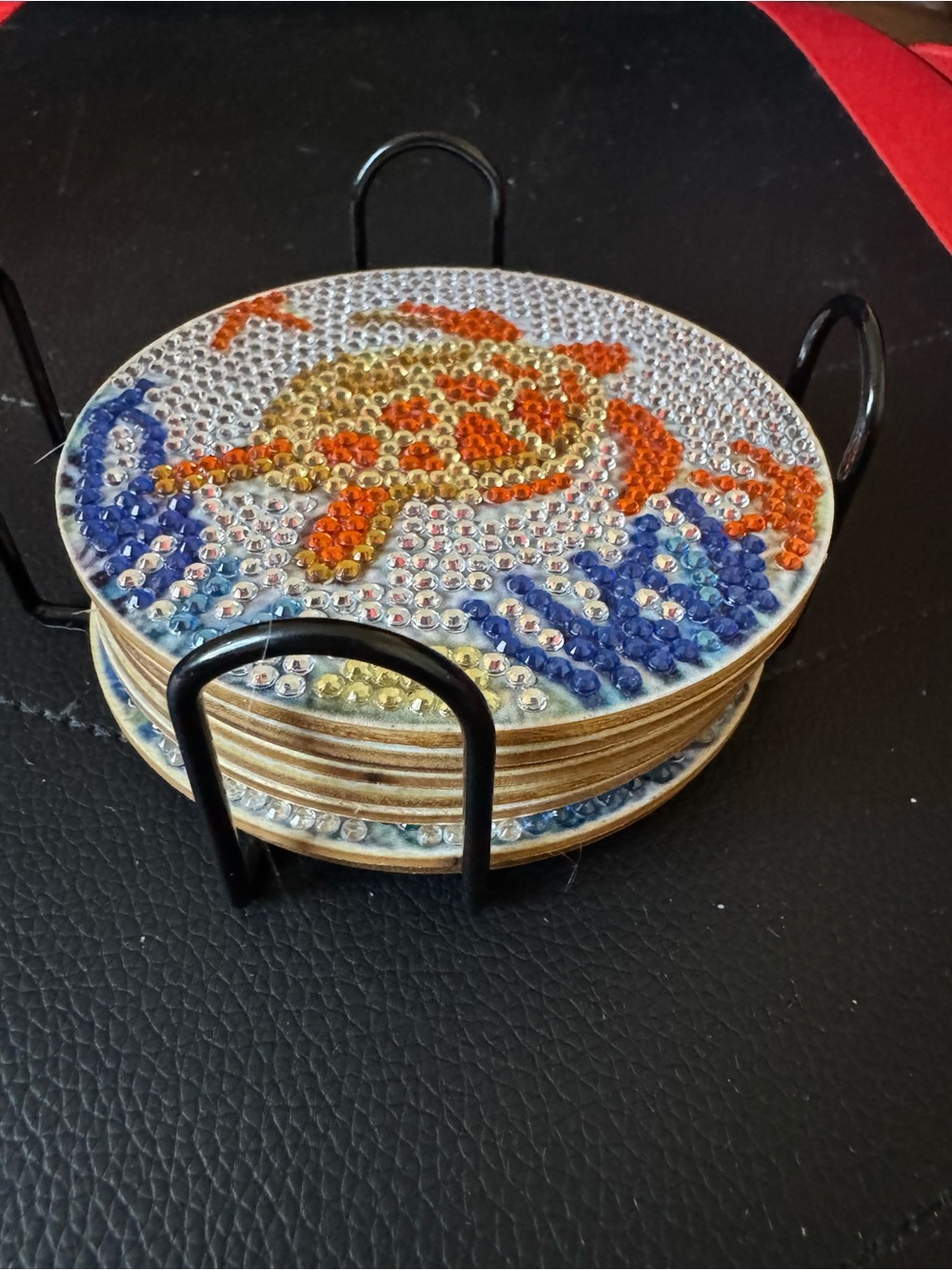 9pcs Diamond art coaster sea life completed